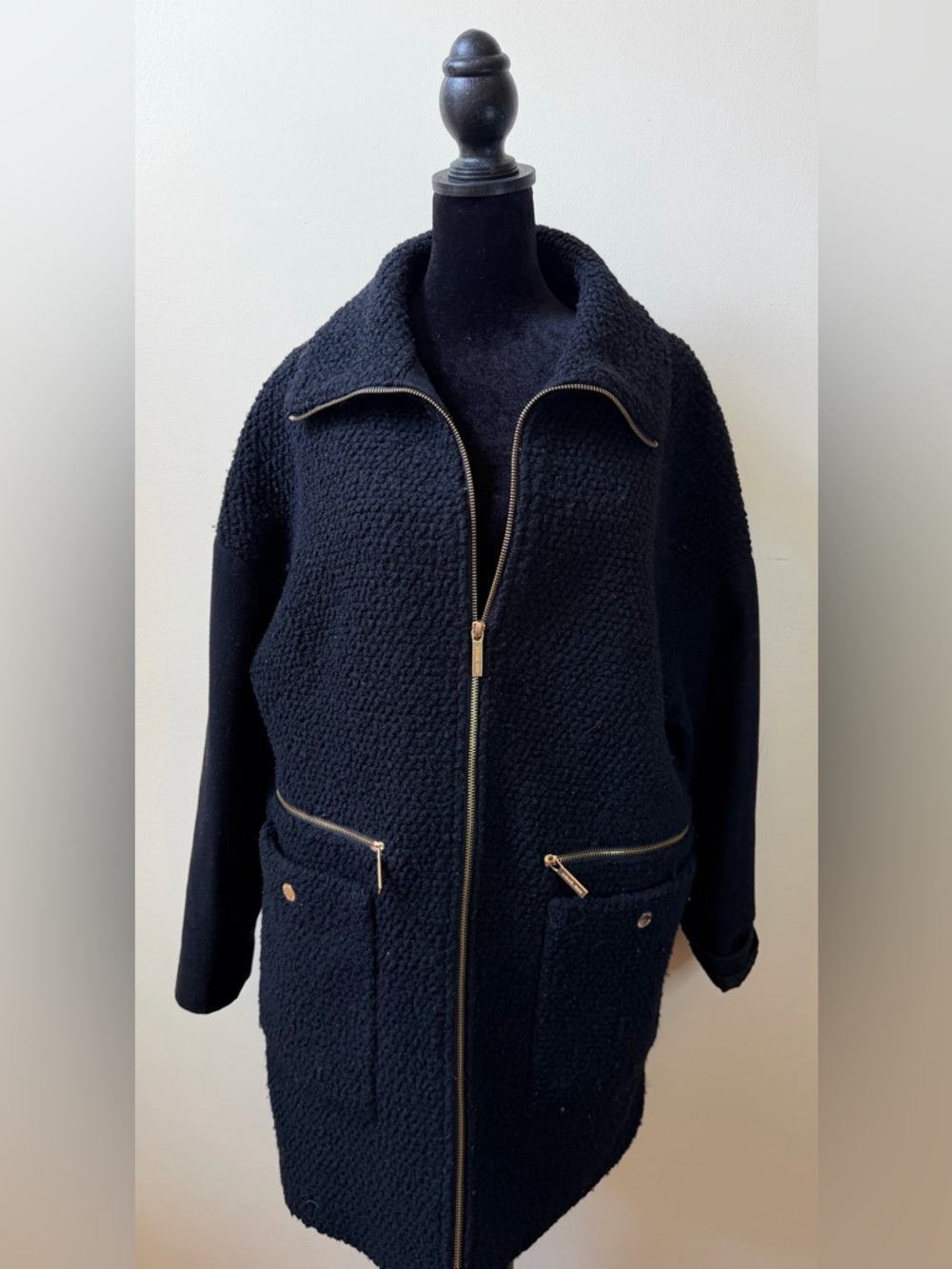 Michael Kors Black Coat Designer Classic M Elegant Chic Minimal Luxury Jacket